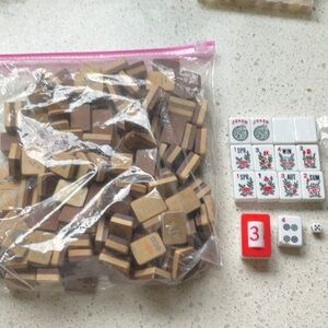 Mismatched Mahjong Set, book, accessories